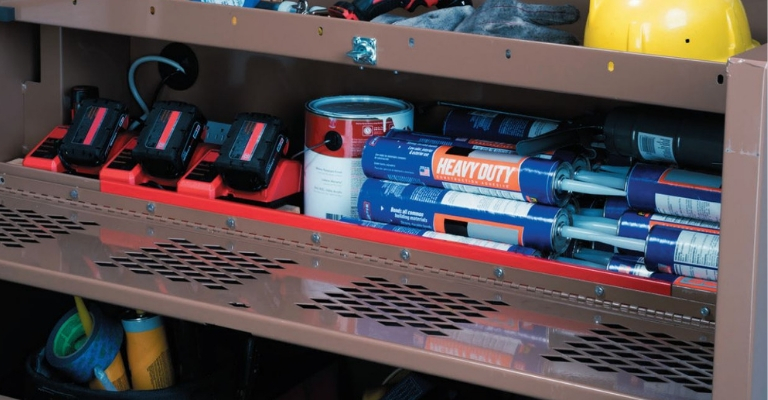 KNAACK ThermoSteel Heated Storage protects materials on the jobsite